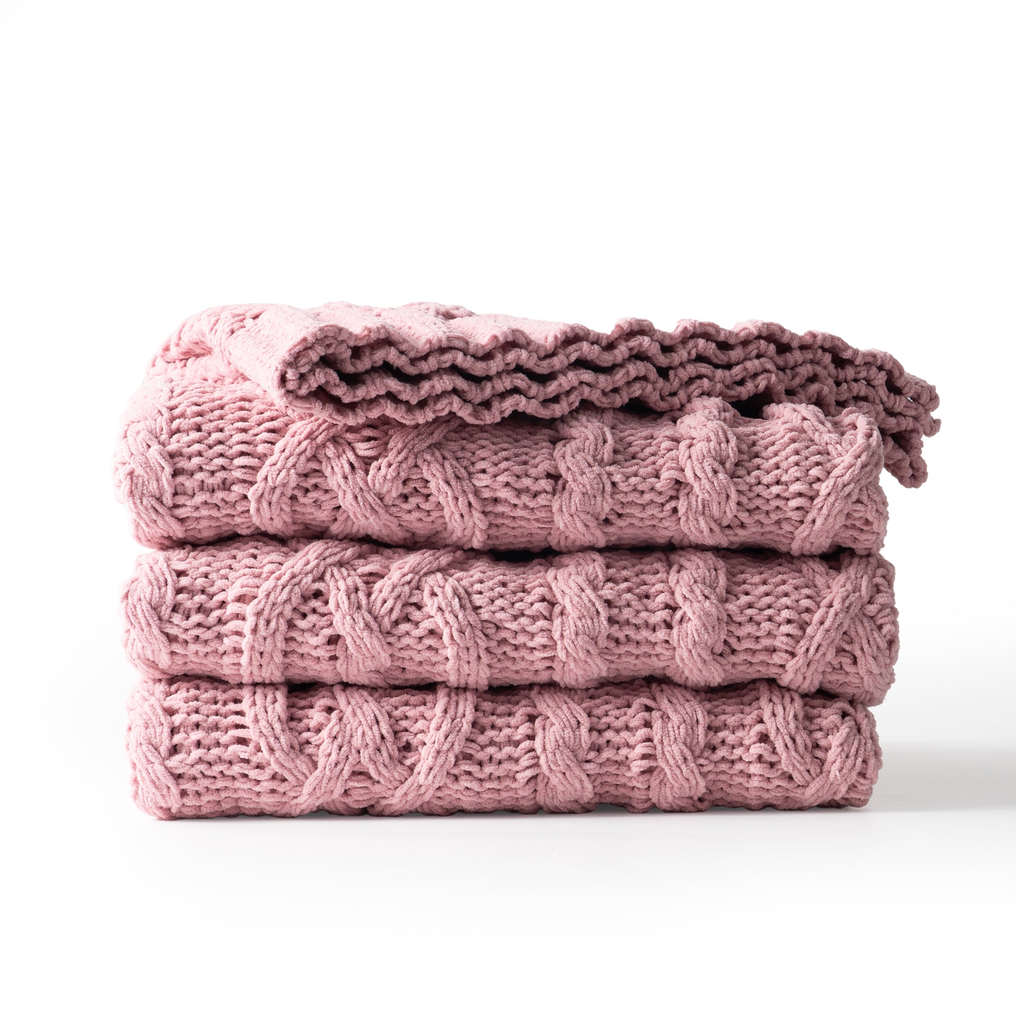 Chenille Cable Knit Throw Blanket