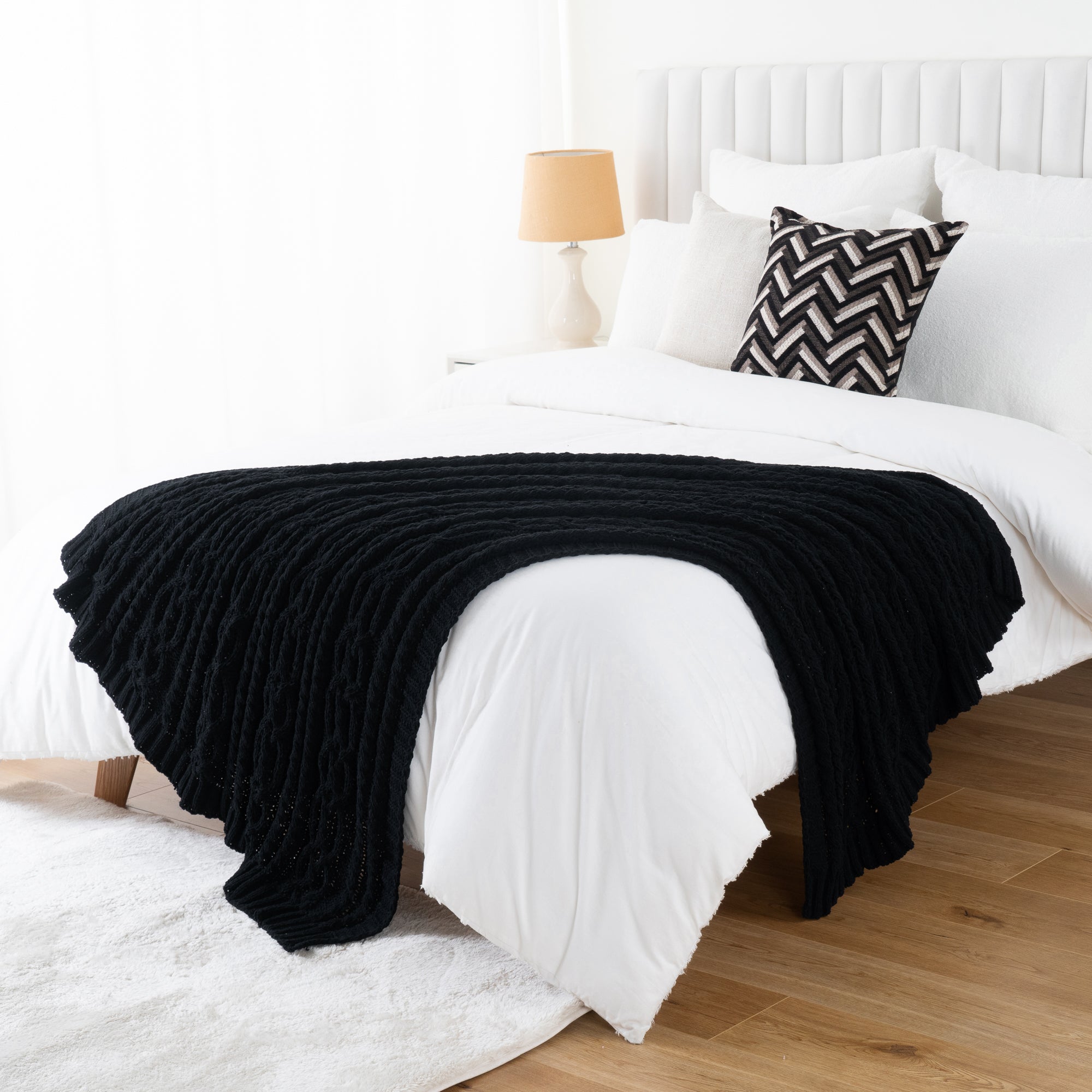 Chenille Cable Knit Throw Blanket