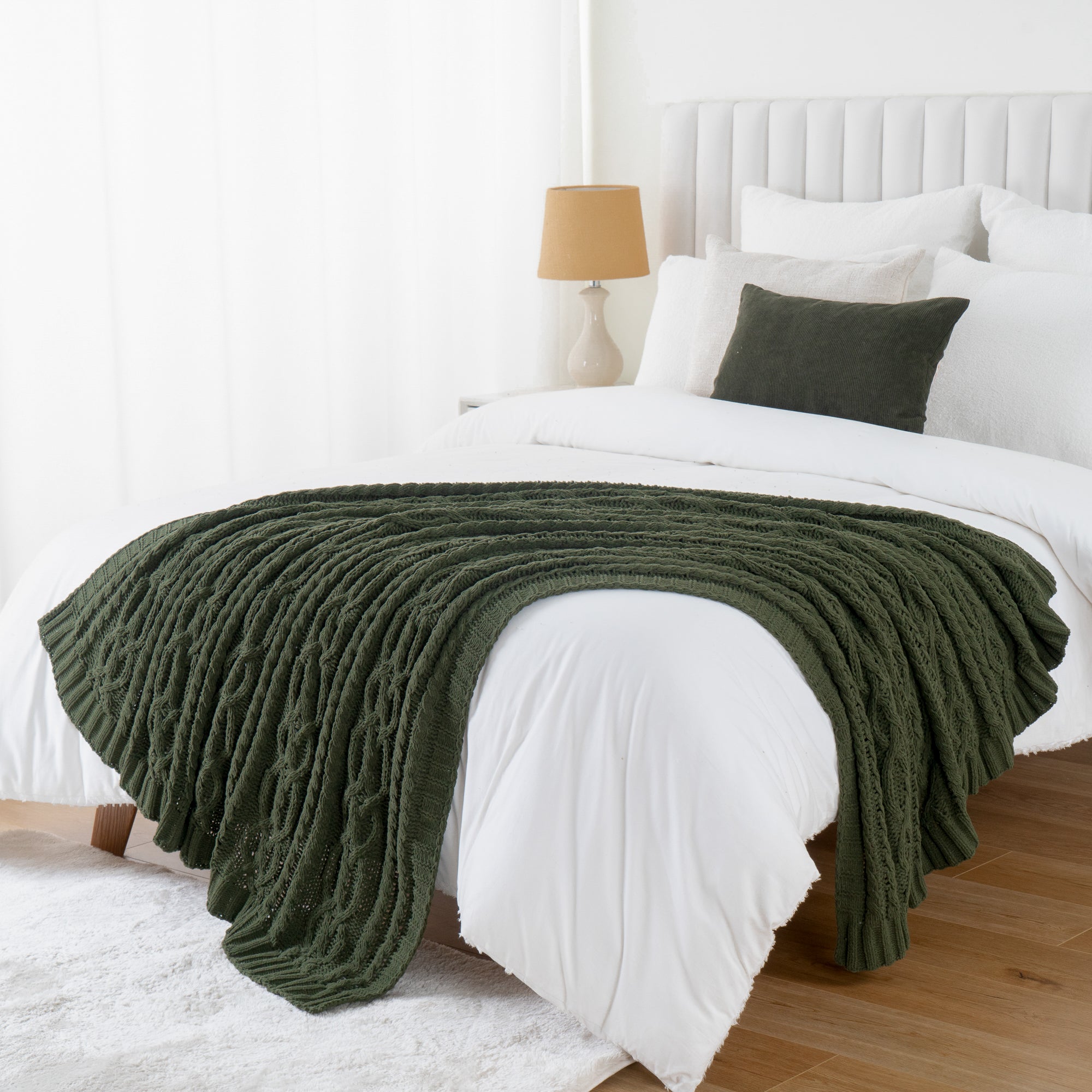 Chenille Cable Knit Throw Blanket