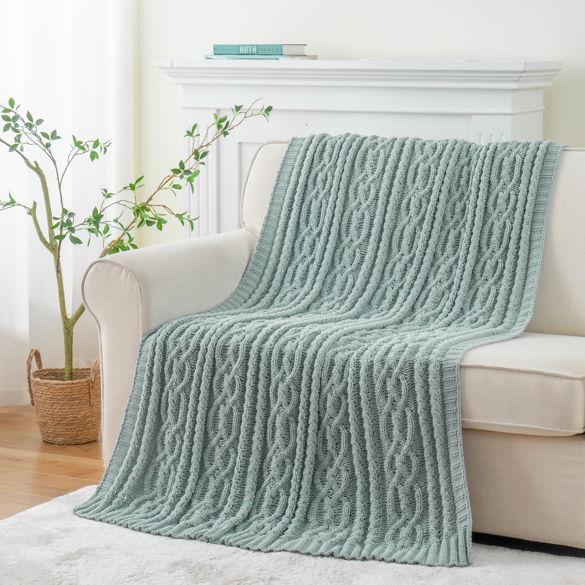 Chenille Cable Knit Throw Blanket