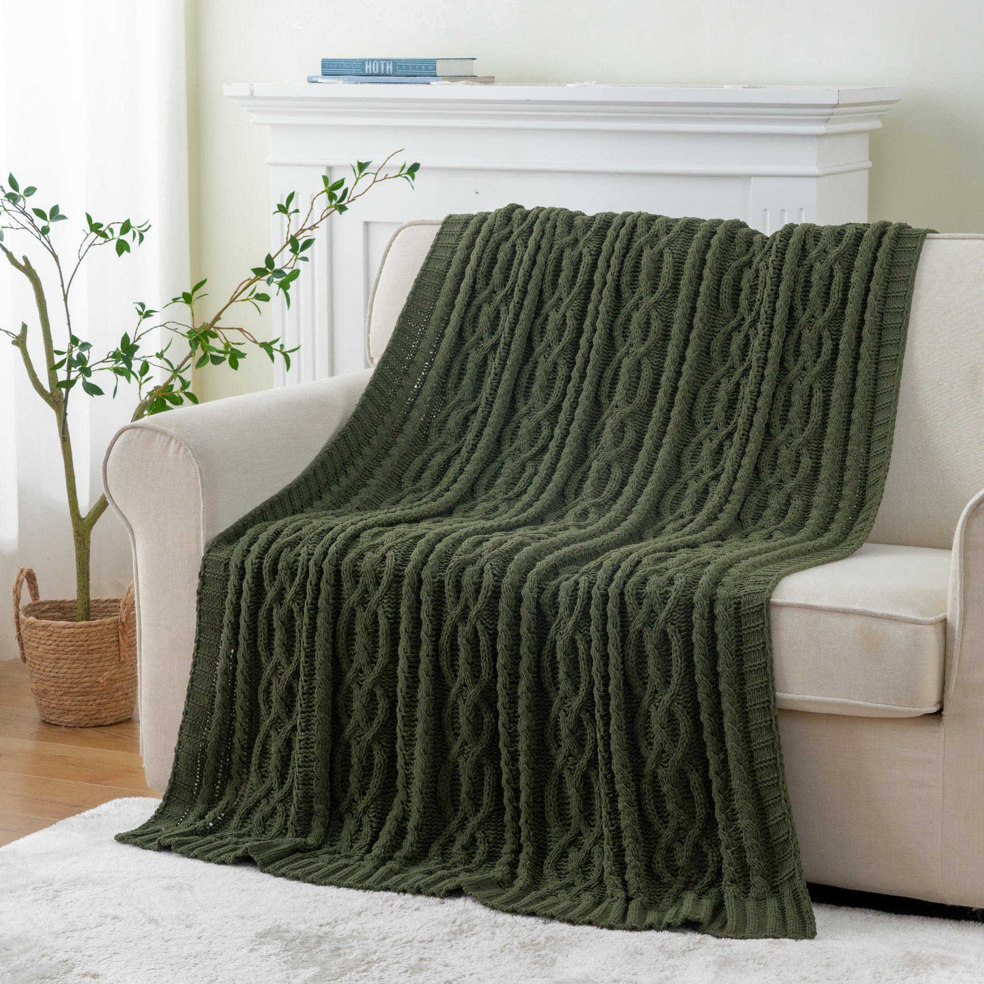 Chenille Cable Knit Throw Blanket