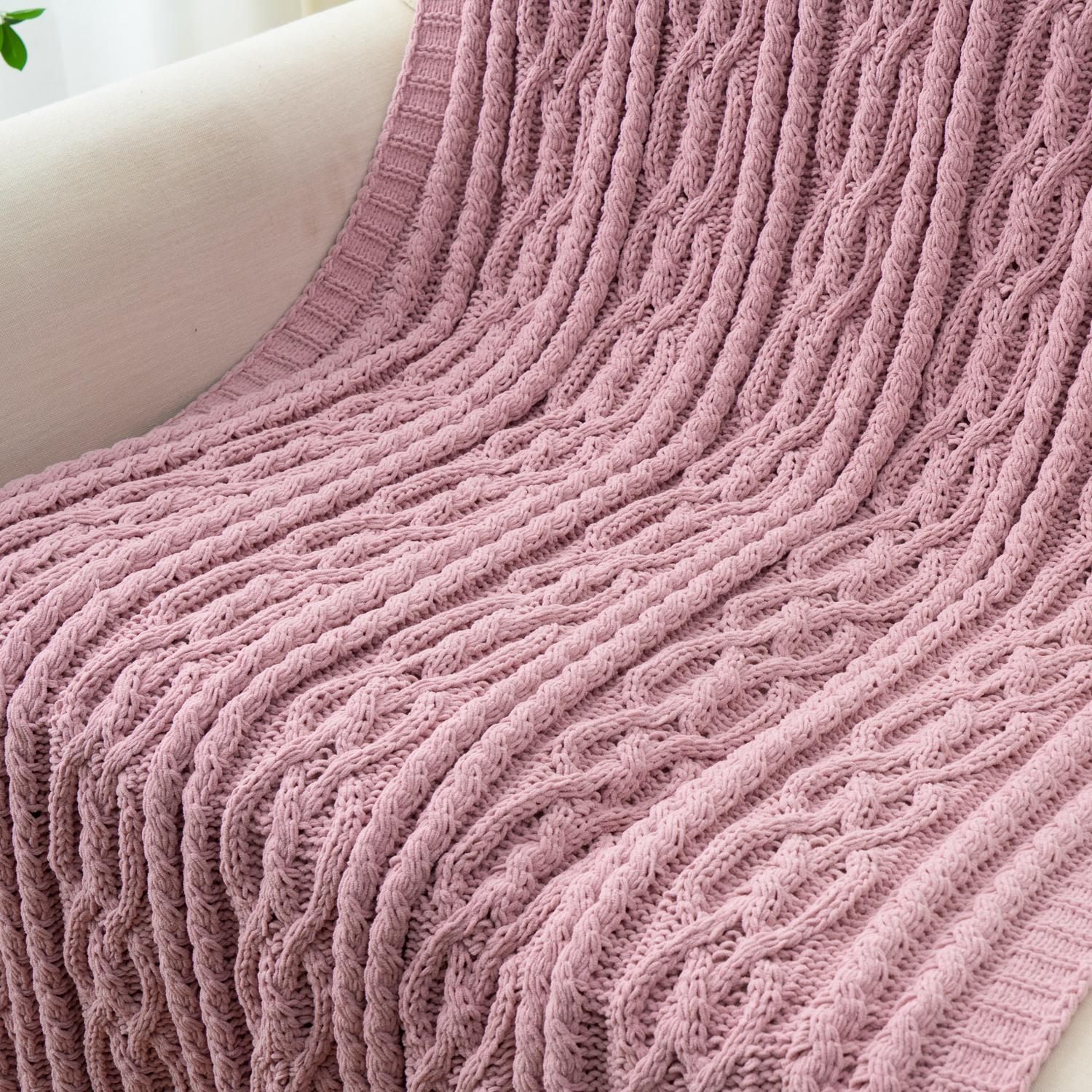 Chenille Cable Knit Throw Blanket