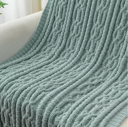 Chenille Cable Knit Throw Blanket