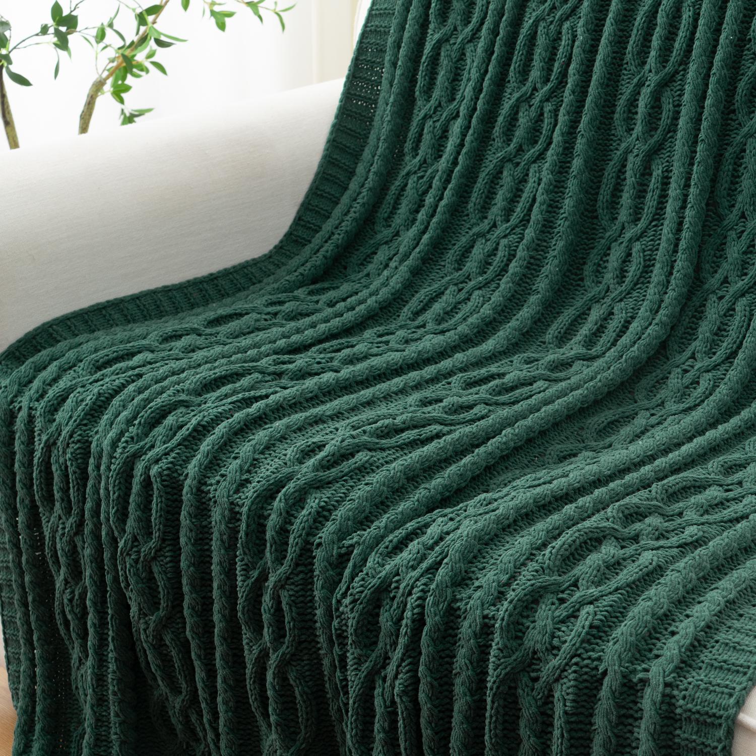 Chenille Cable Knit Throw Blanket