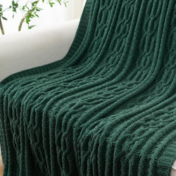 Chenille Cable Knit Throw Blanket