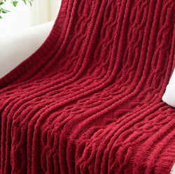 Chenille Cable Knit Throw Blanket
