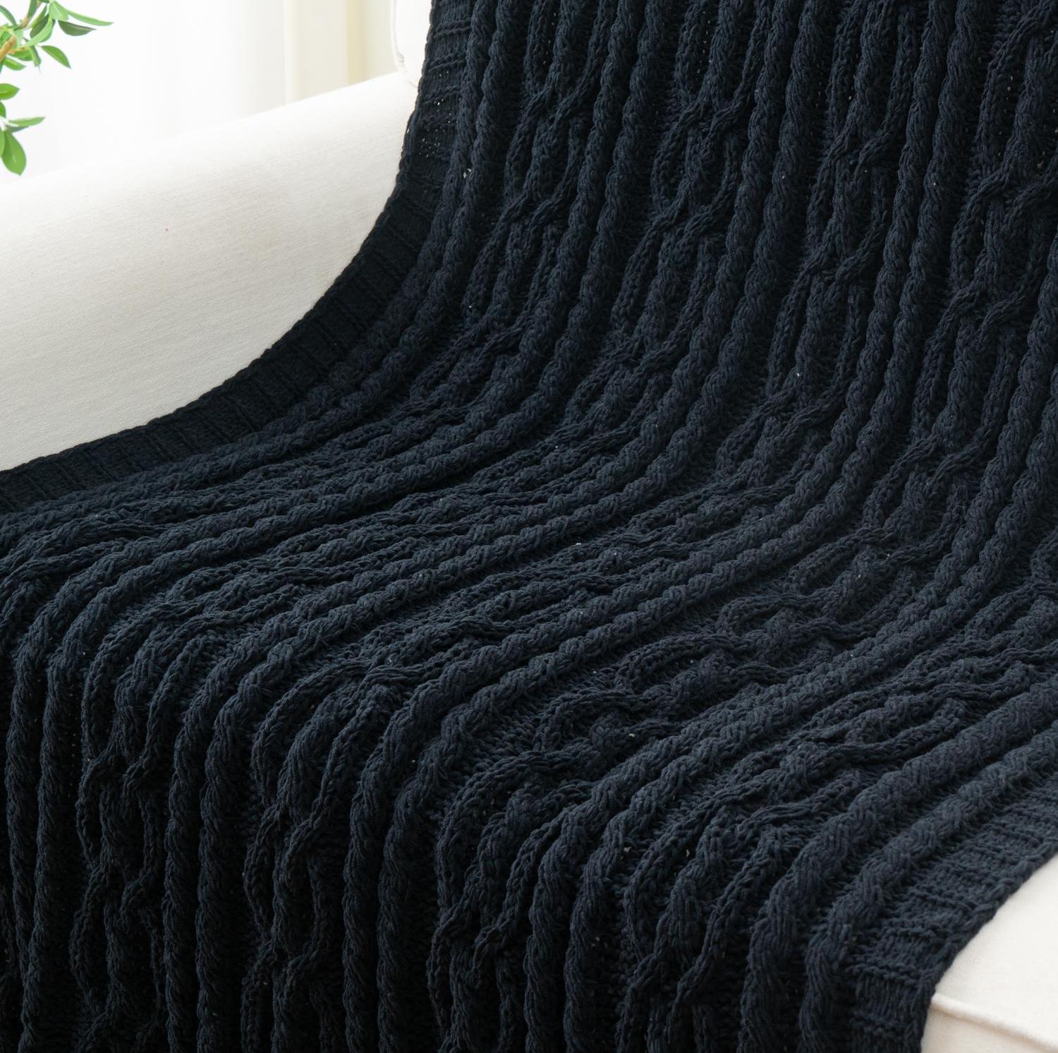 Chenille Cable Knit Throw Blanket