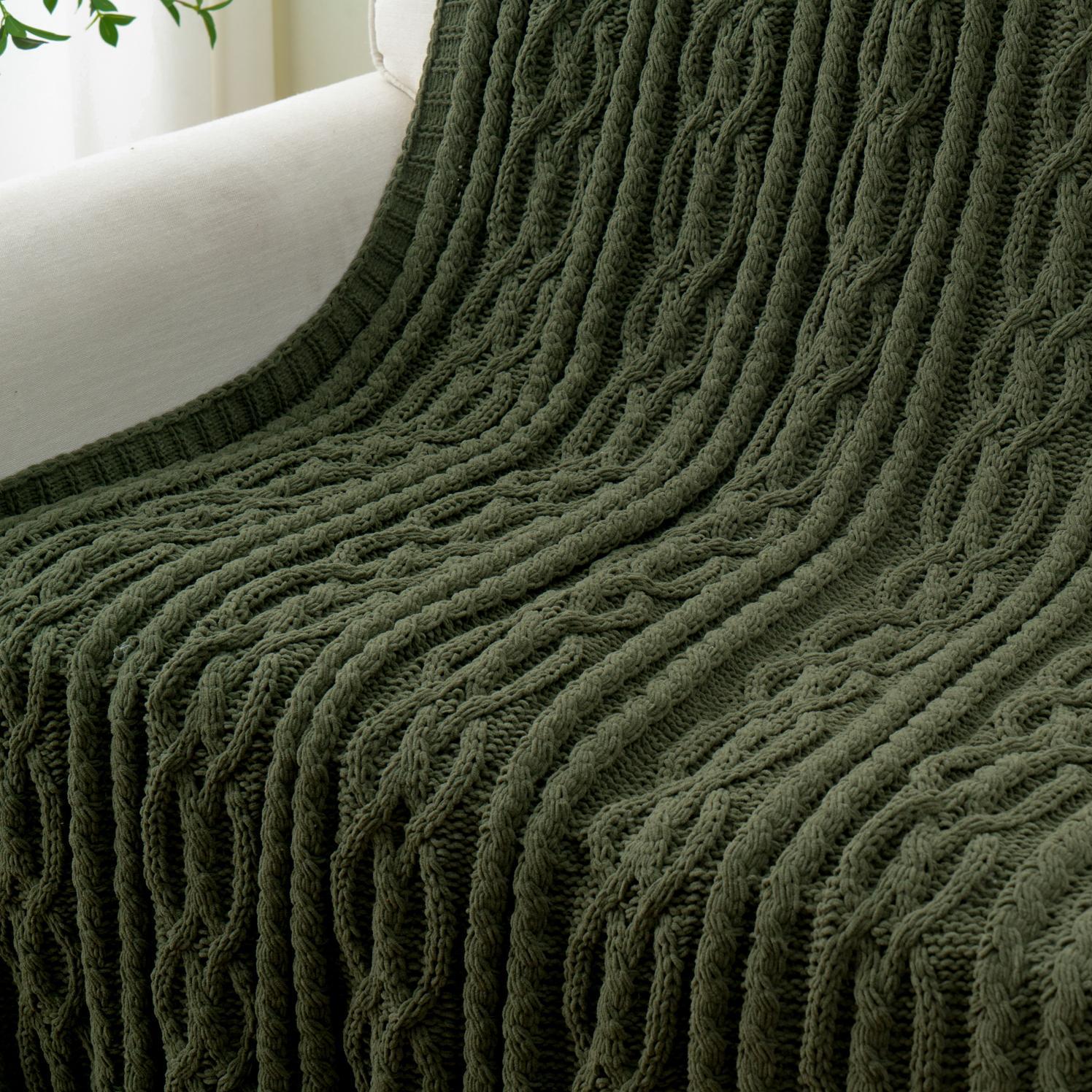 Chenille Cable Knit Throw Blanket