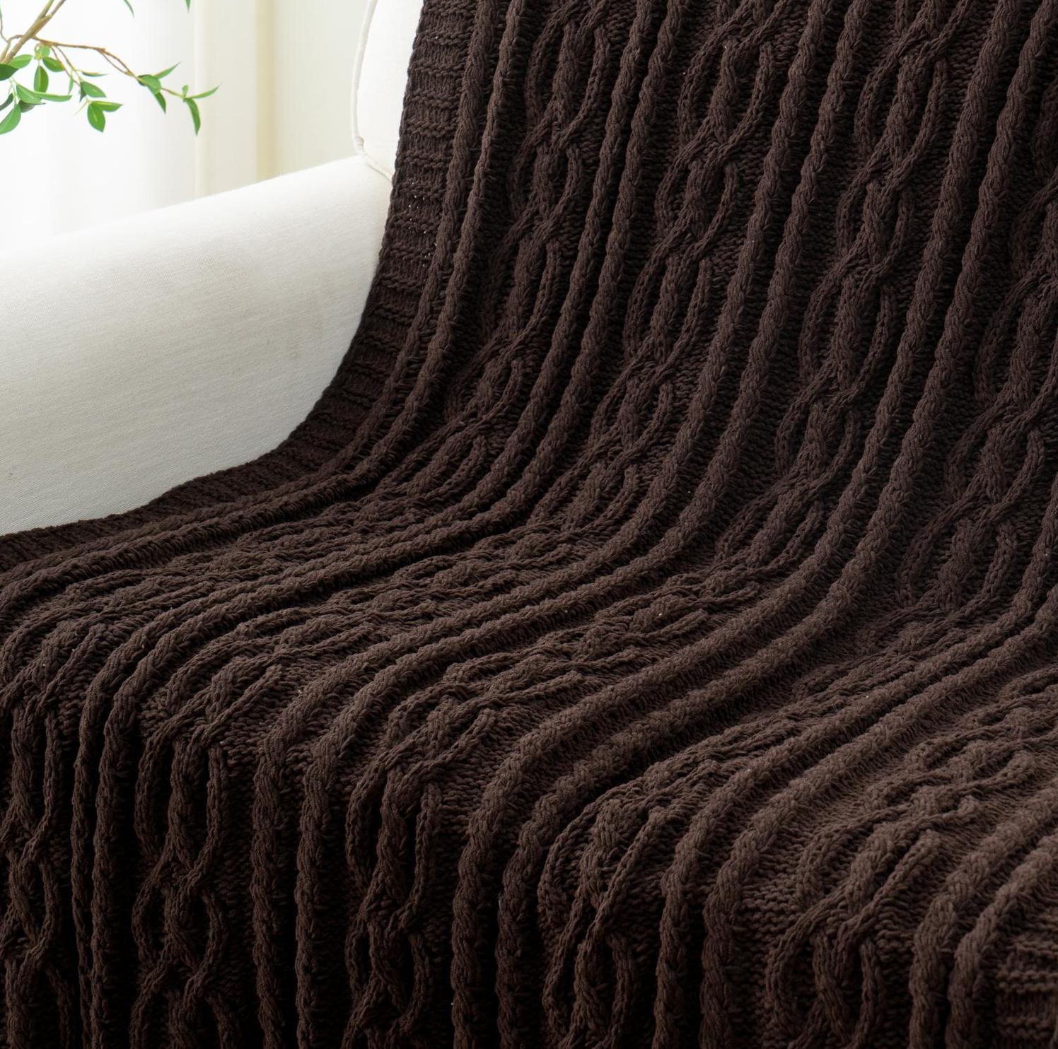 Chenille Cable Knit Throw Blanket