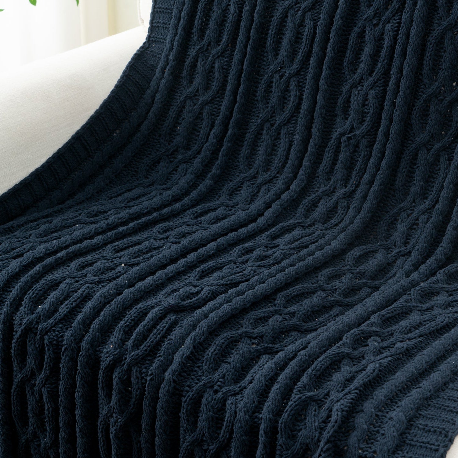 Chenille Cable Knit Throw Blanket