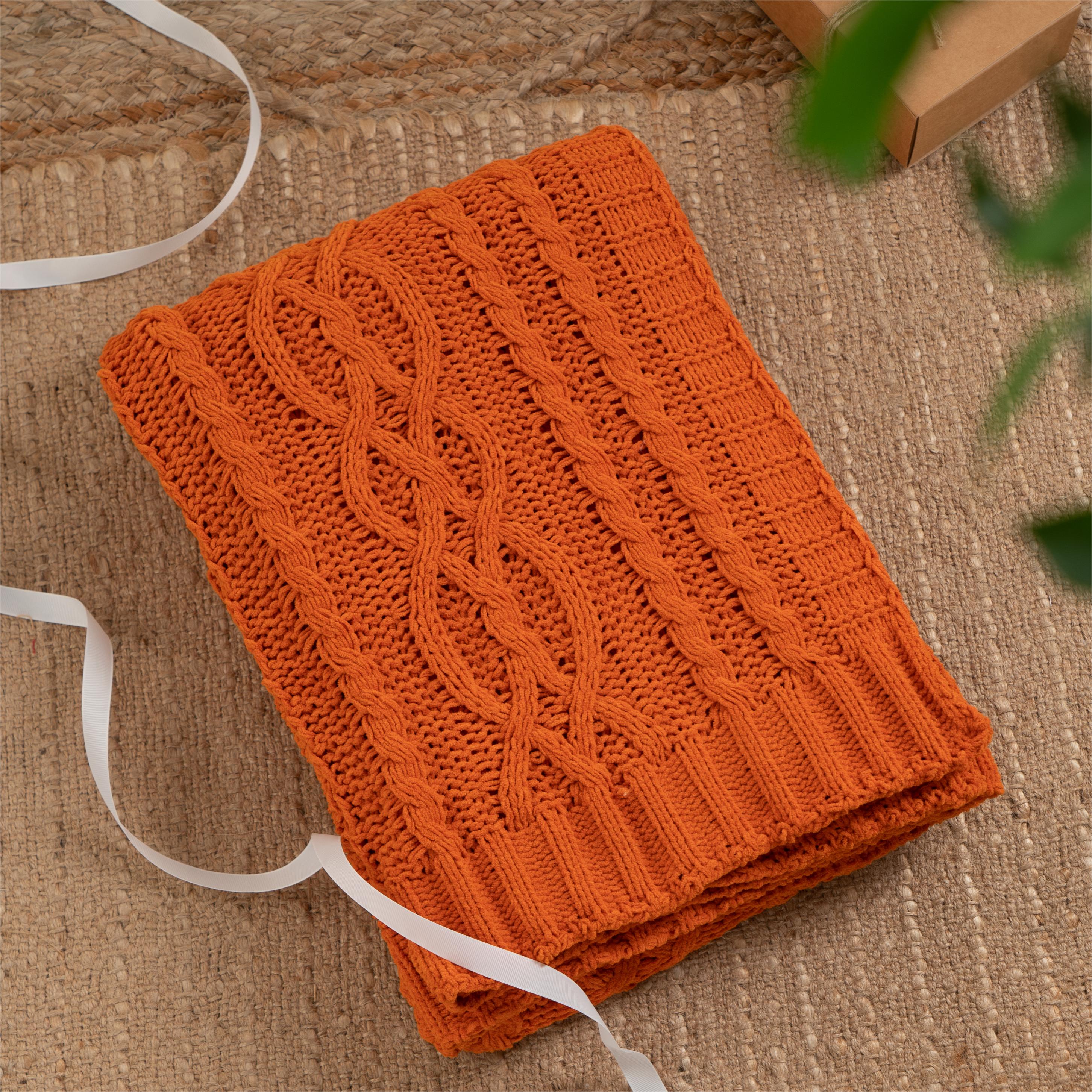 Chenille Cable Knit Throw Blanket