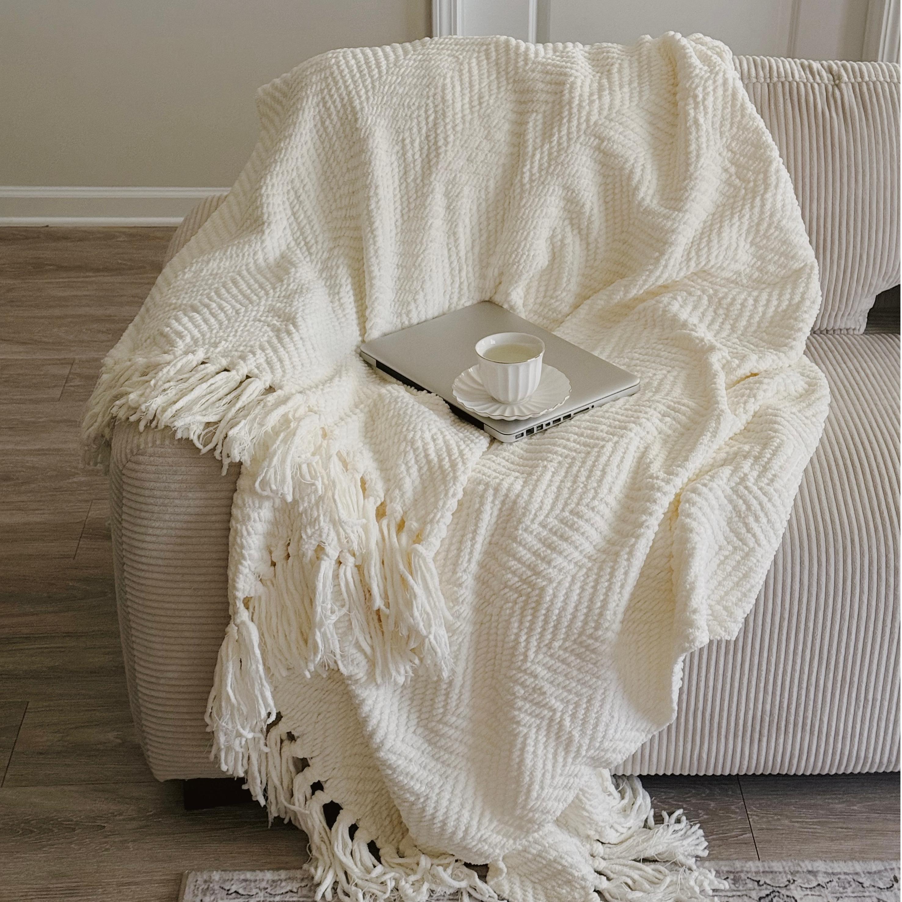 Zig-Zag Chenille Throw Blanket
