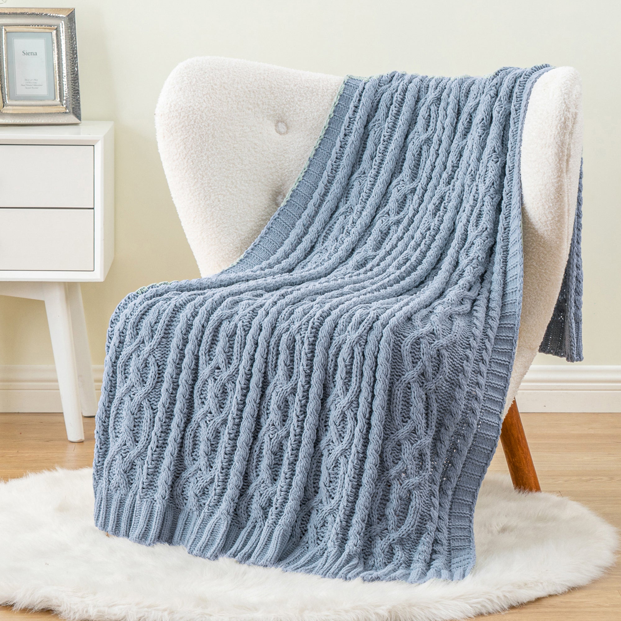 Chenille Cable Knit Throw Blanket