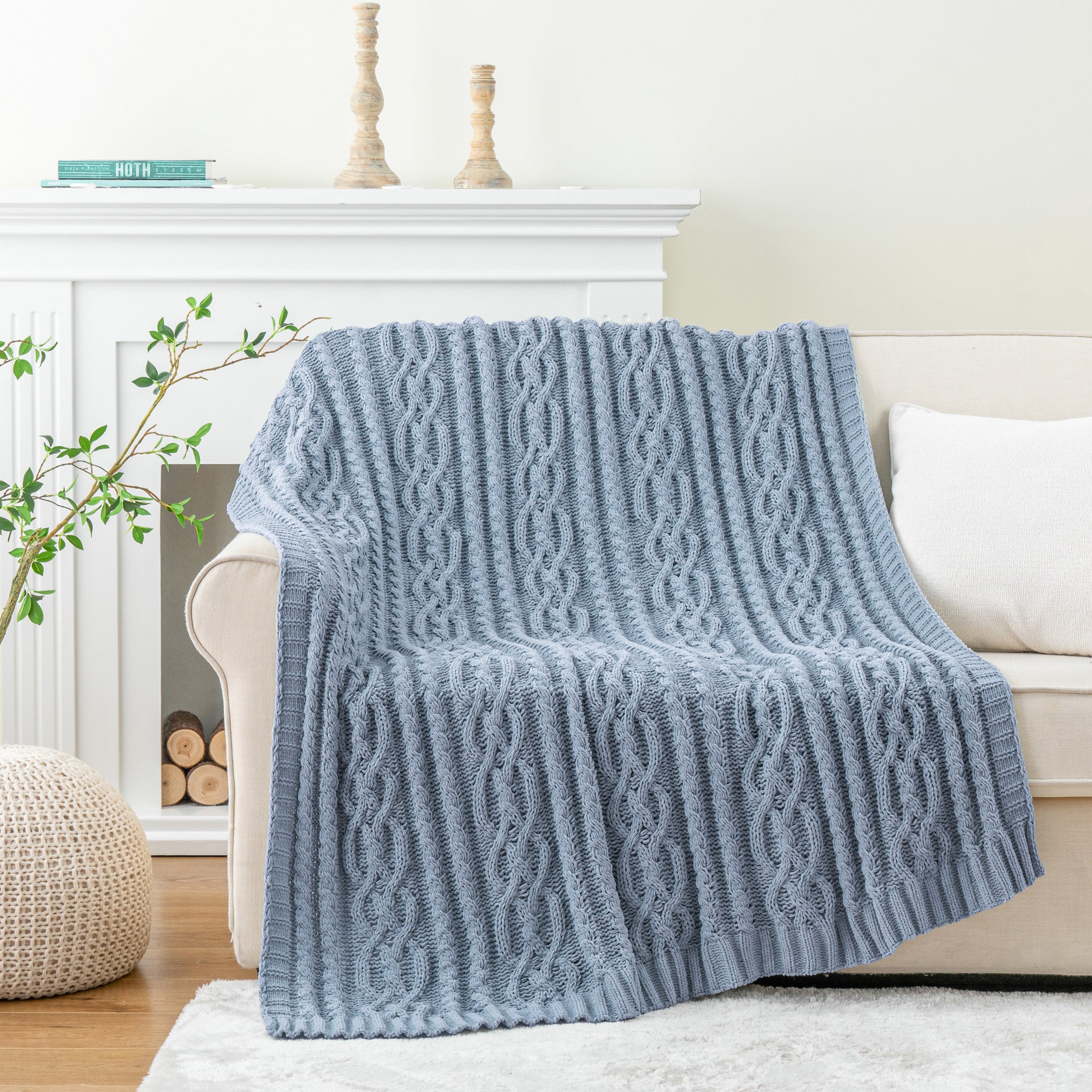Chenille Cable Knit Throw Blanket