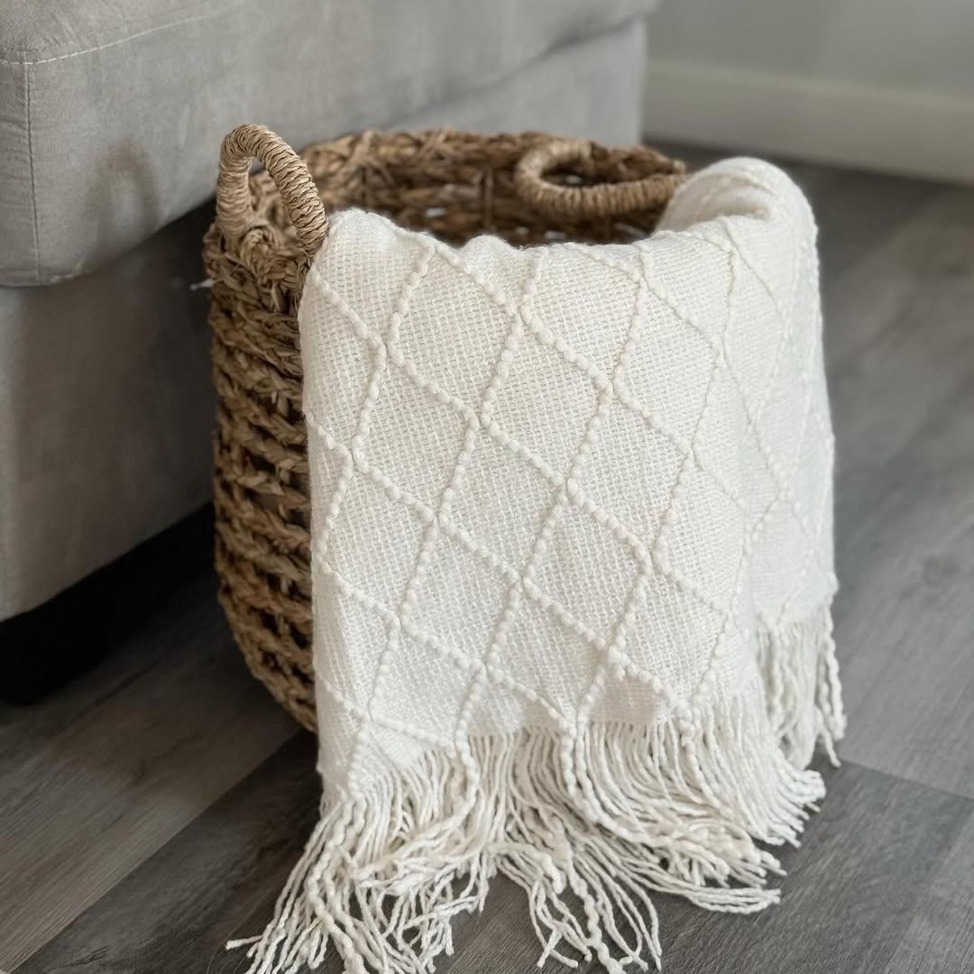 Decorative Fringe Throw Blanket