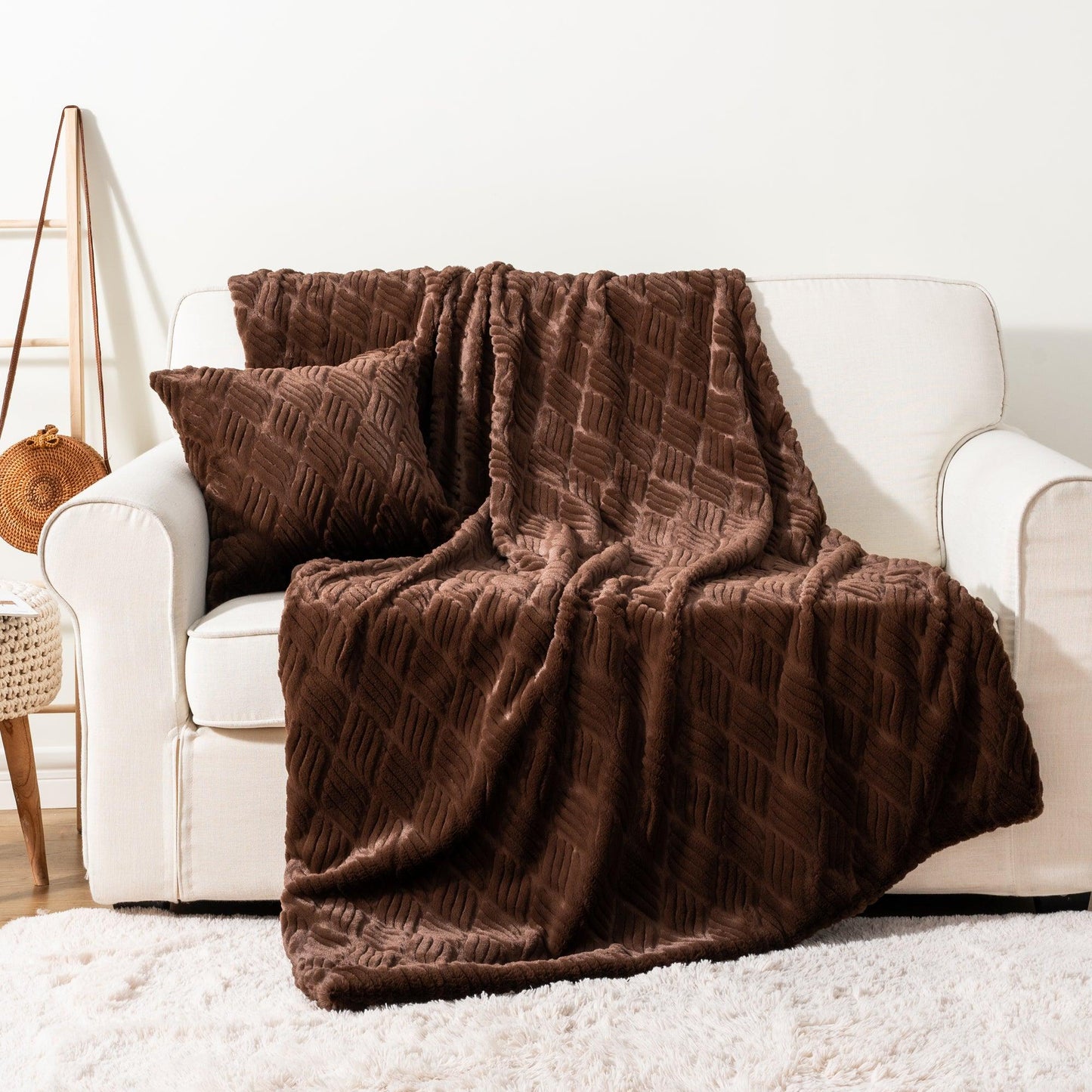 Faux Fur Blanket and Pillow Set - BATTILO HOME