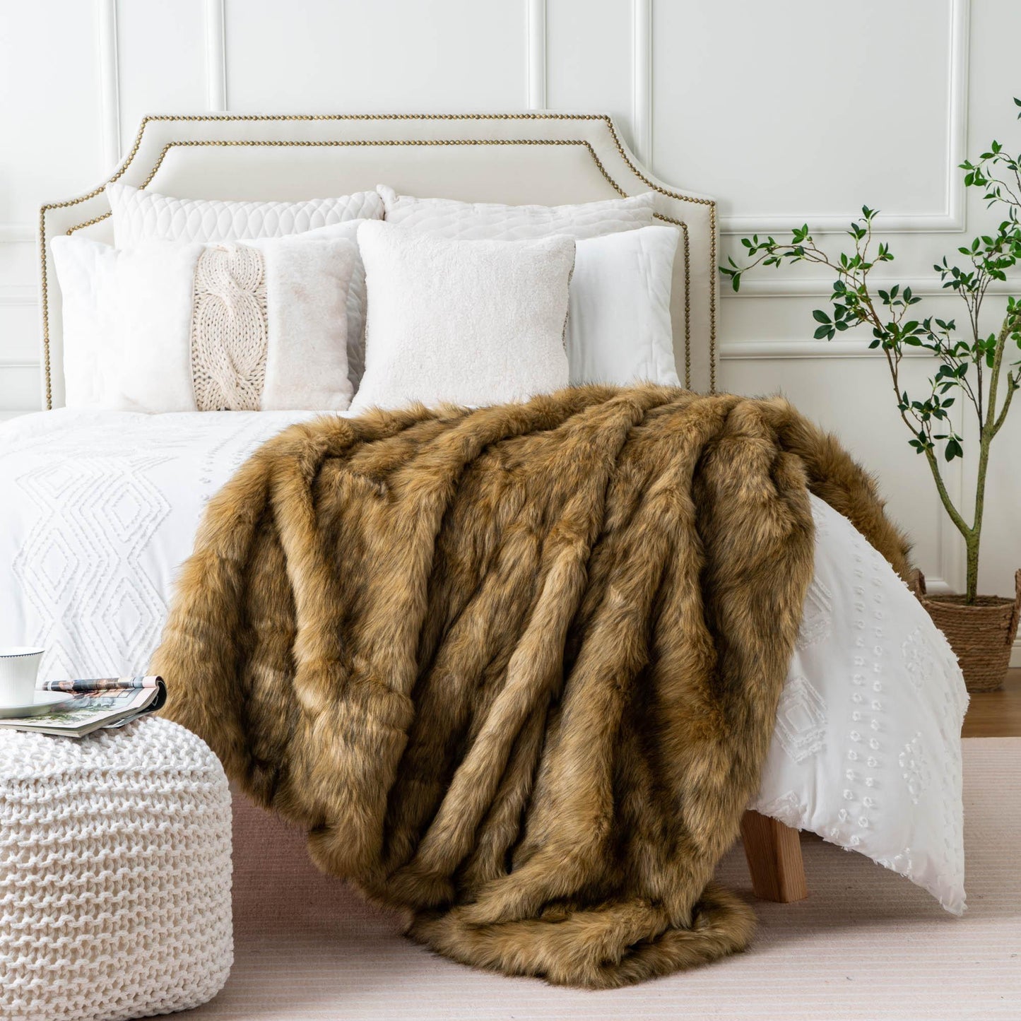 Faux Fur Tips Dyeing Blanket - BATTILO HOME