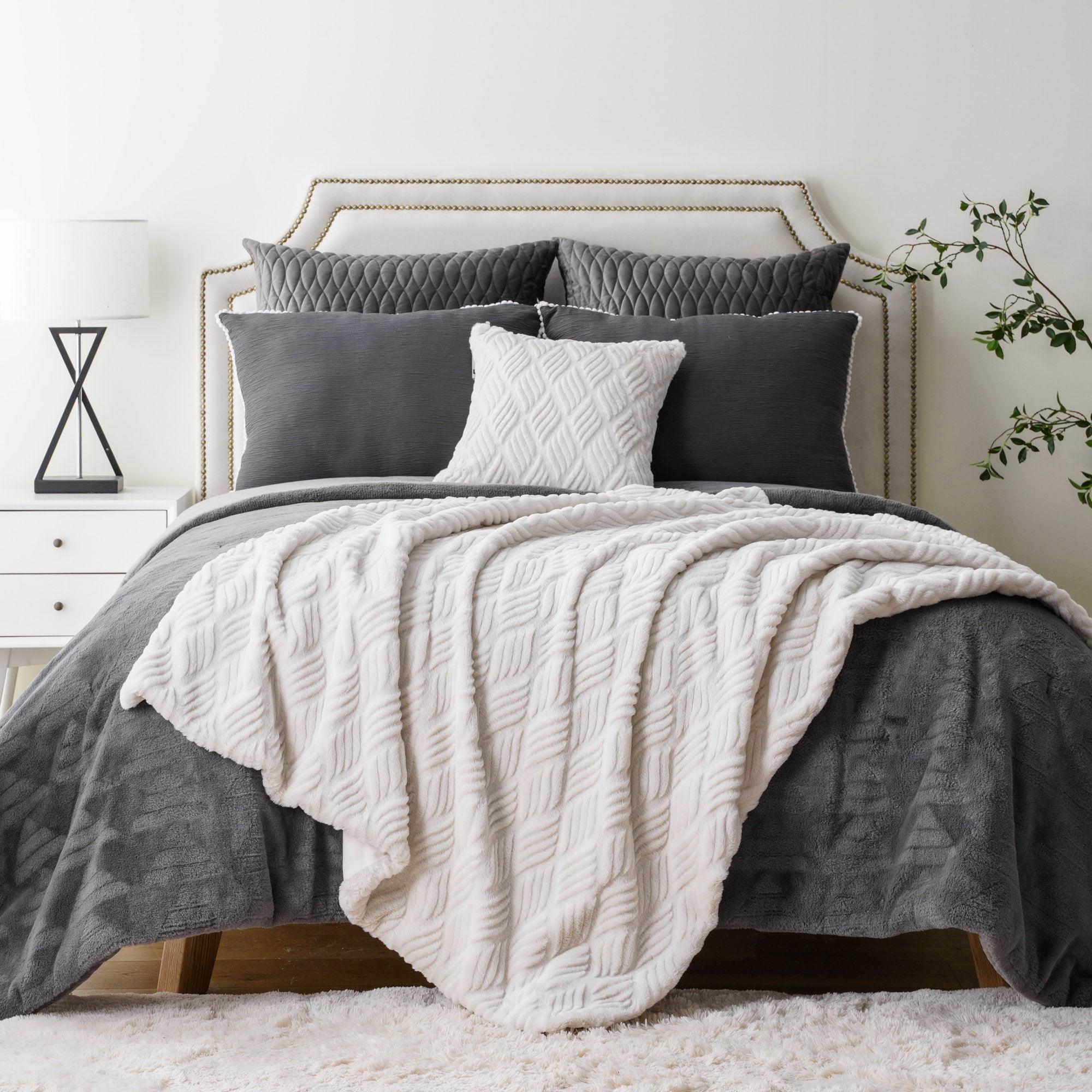 Faux Fur Blanket and Pillow Set BATTILO HOME